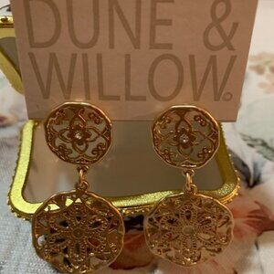 Dune & Willow Floral Hammered Double Disc Earrings